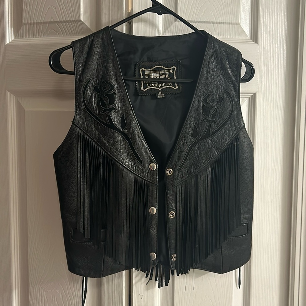 Leather and lace - fringed vest